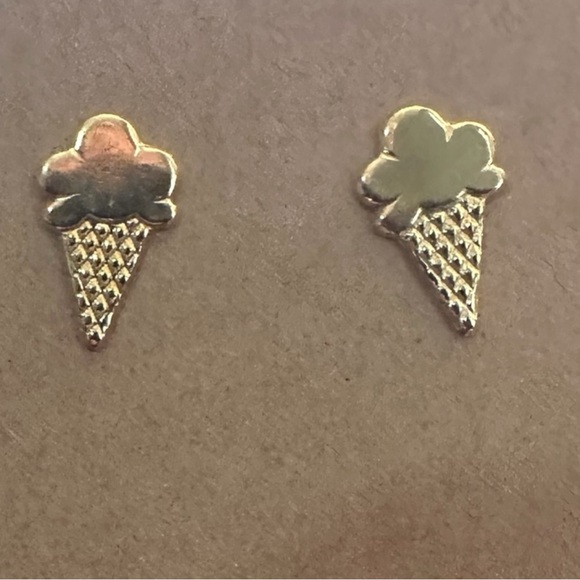 Other - Charming Gold Ice Cream Cone Earrings for Kids